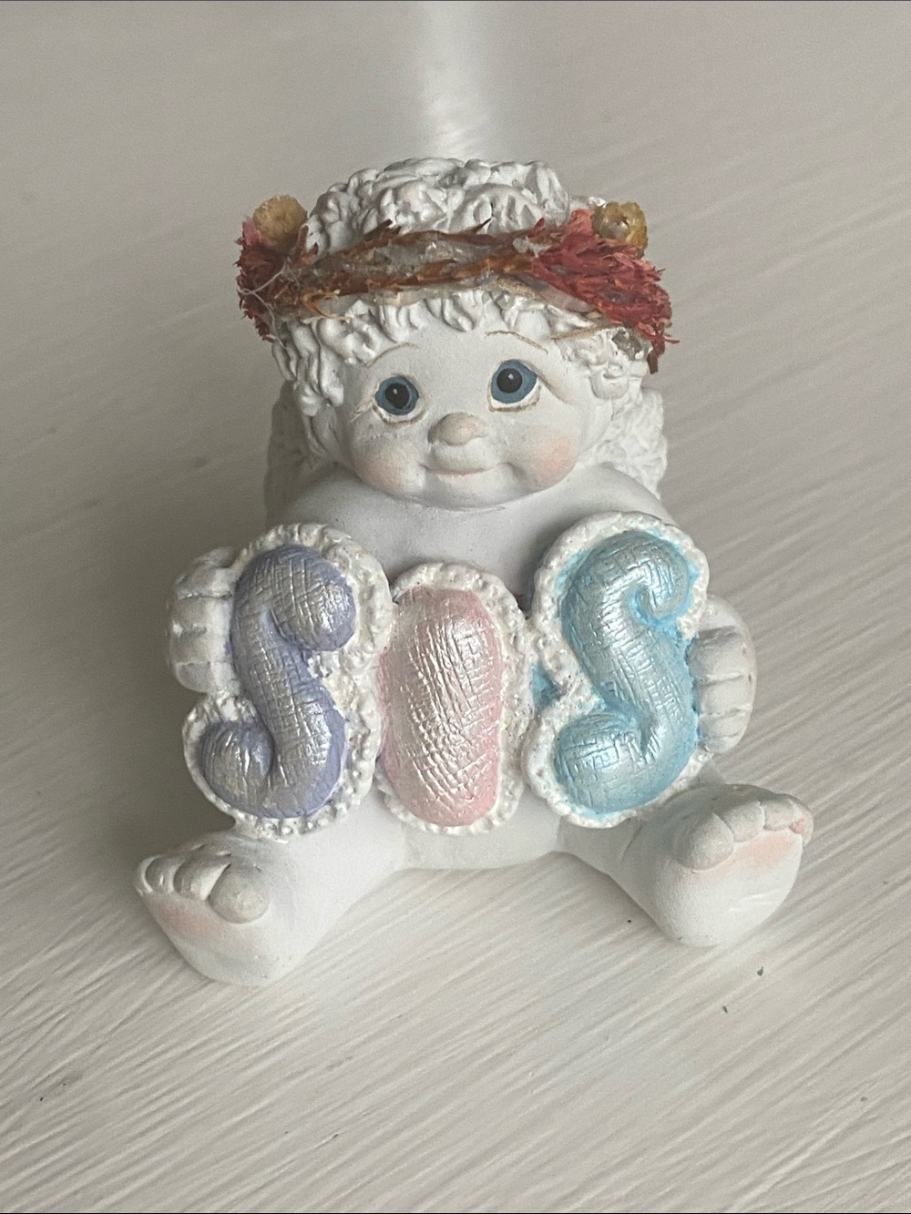 Vintage Pastel Cherub Angel Figurine | Shabby Chic Coquette Nursery Decor
